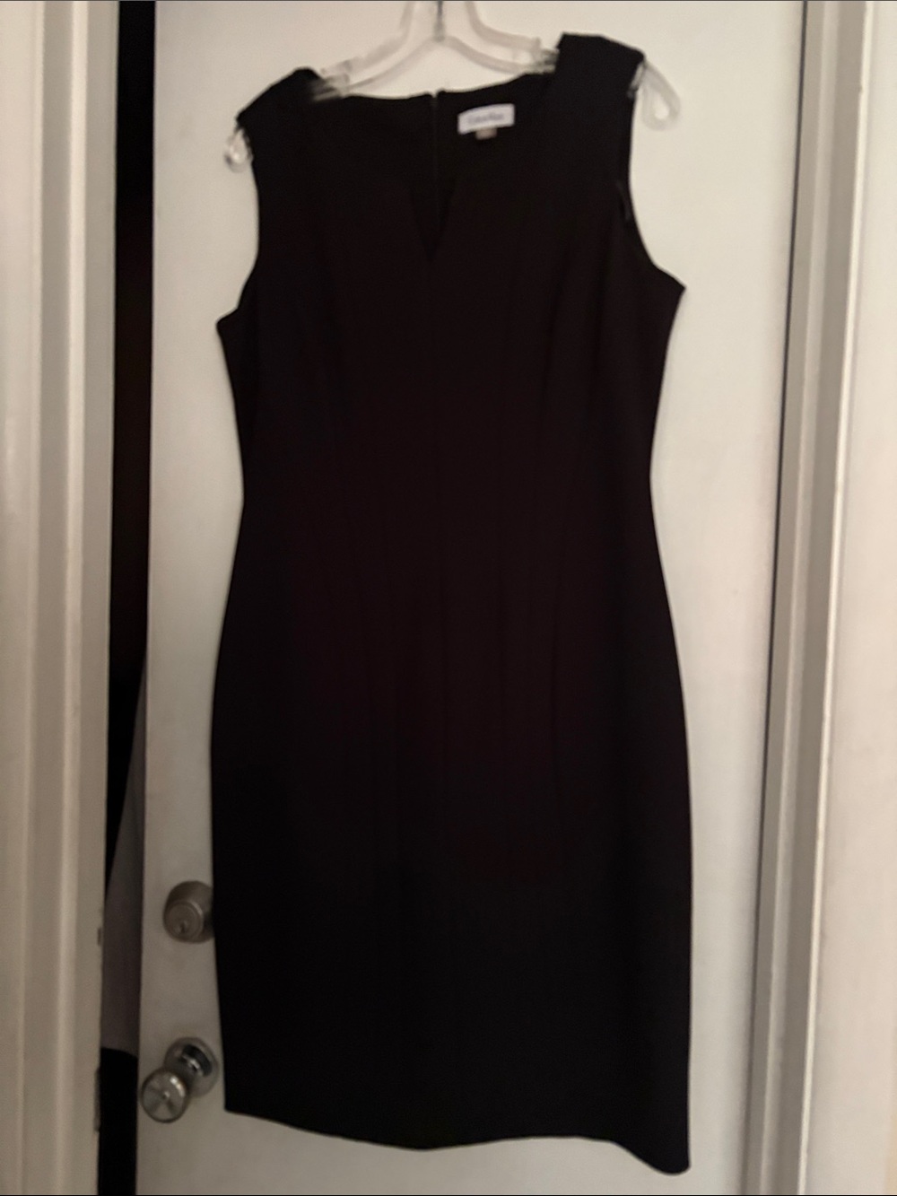 Calvin Klein Black V-Neck Sheath Dress, size 12.